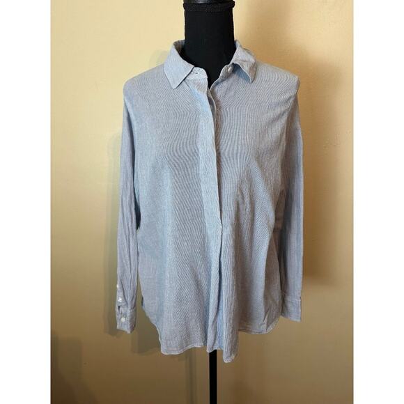 ELIZABETH and JAMES Women’s Casual Button Down Shirt BLOUSE Long Sleeve Medium - Picture 1 of 6